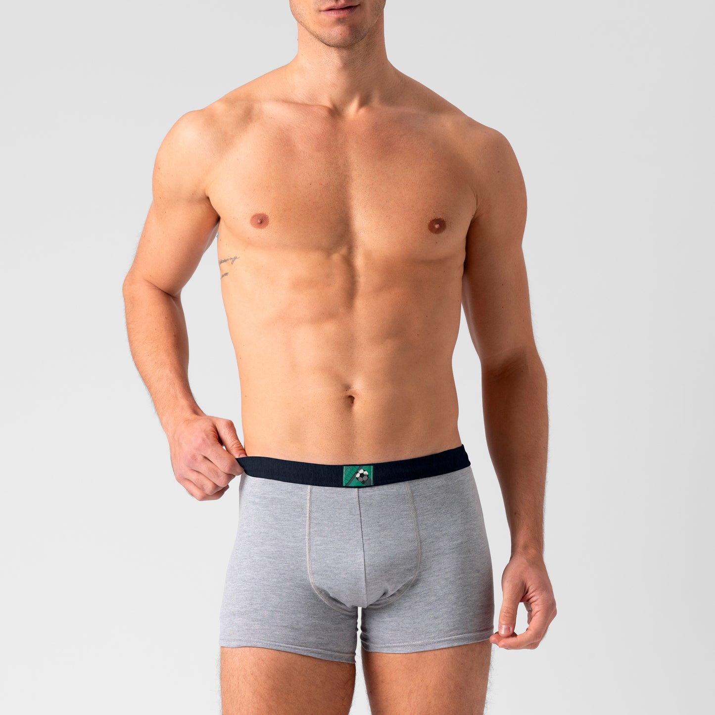 Boxer in cotone Grigio con elastico Blu - Calcio