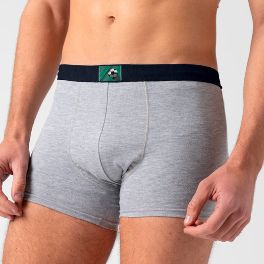 Boxer in cotone Grigio con elastico Blu - Calcio