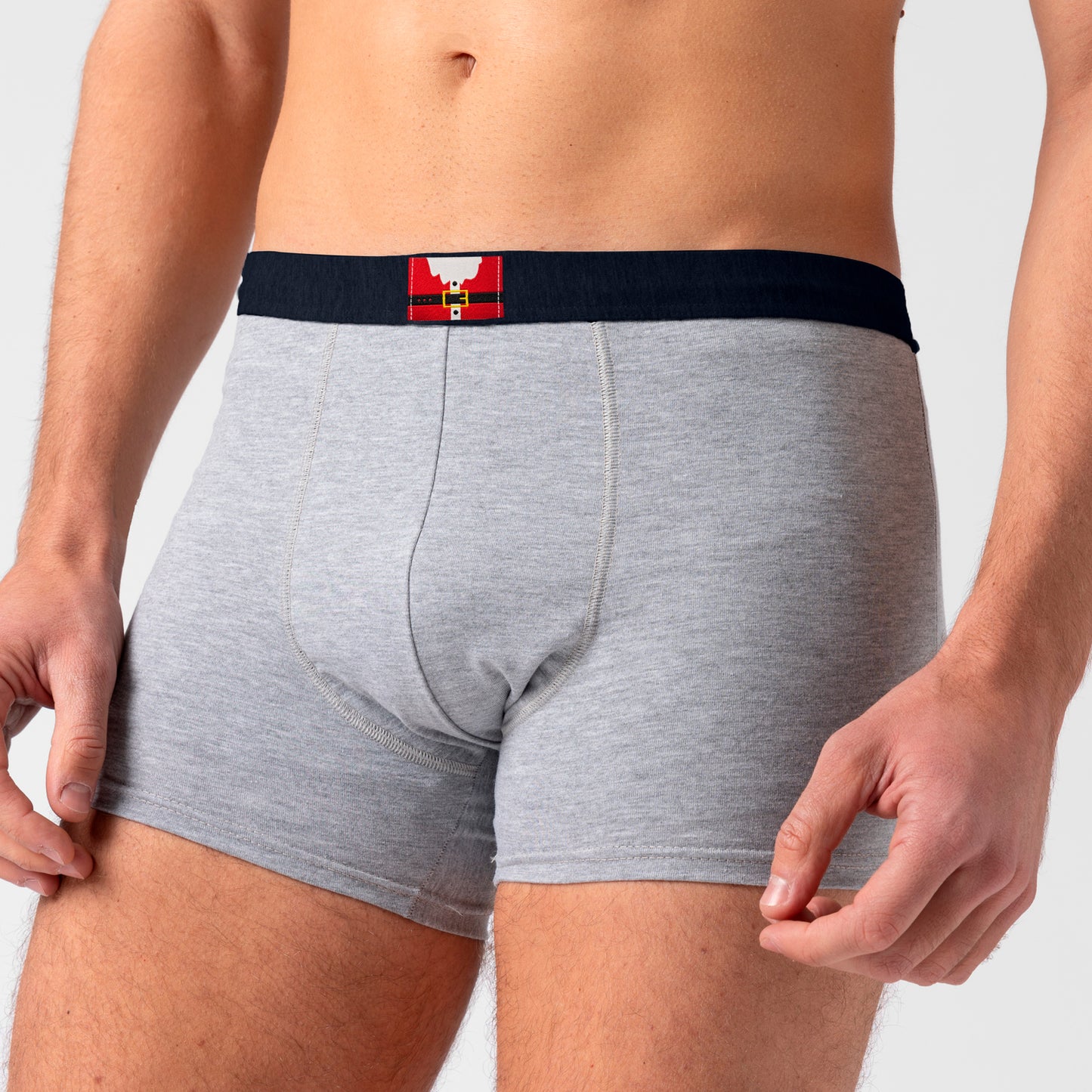 Boxer in cotone Grigio con elastico Blu - Natale