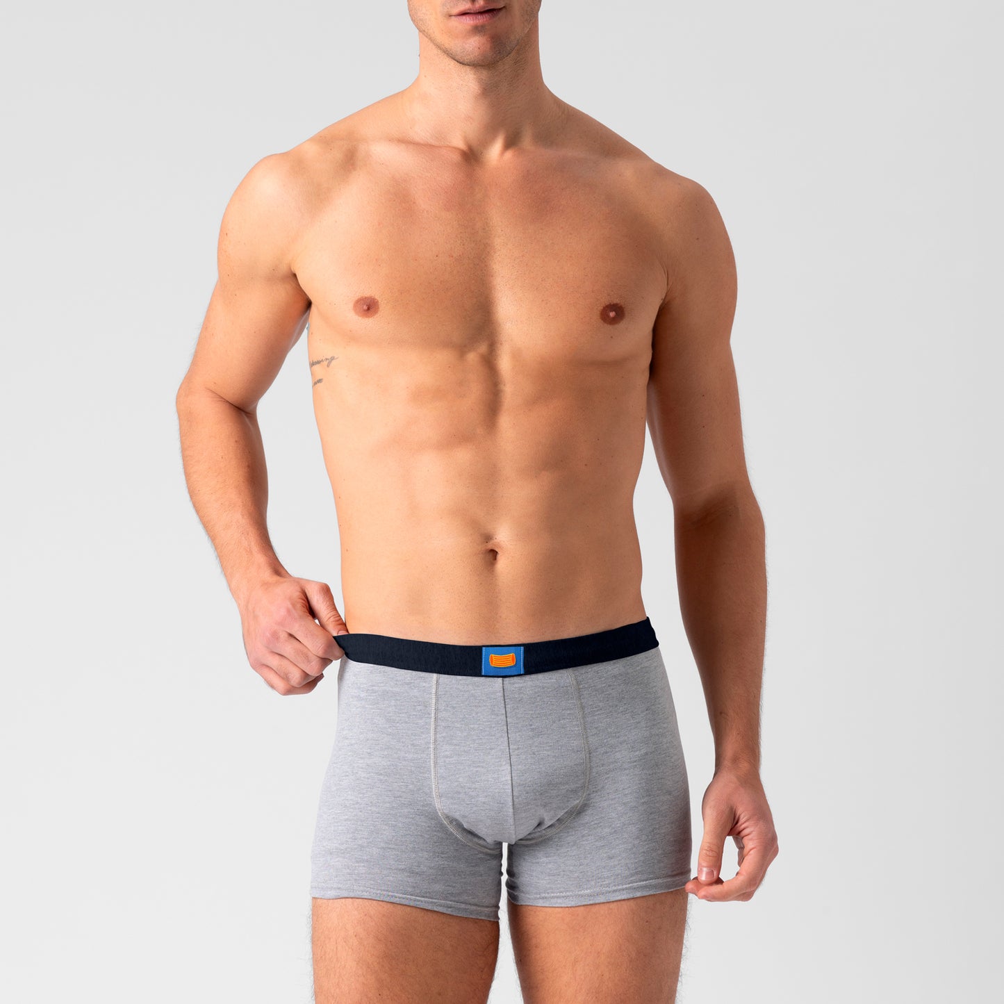 Boxer in cotone Grigio con elastico Blu - Pasta